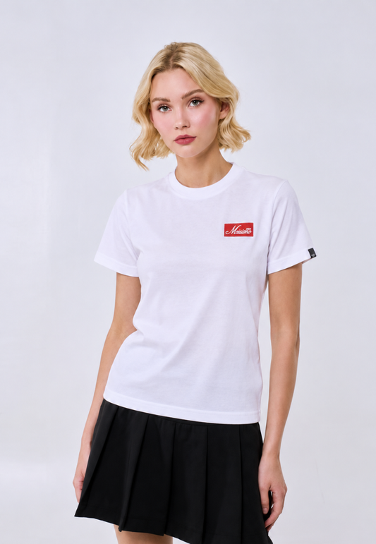 Mossimo Women's White Felt Patch Classic Fit Tee