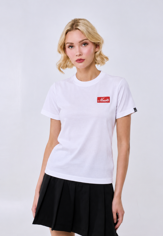 Mossimo Women's White Felt Patch Classic Fit Tee