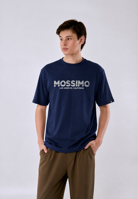 Mossimo Men's Blue Modern Fit Logo Print Tee
