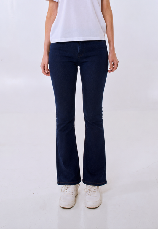 Black Semi Flared High Split Raw Hem Jeans