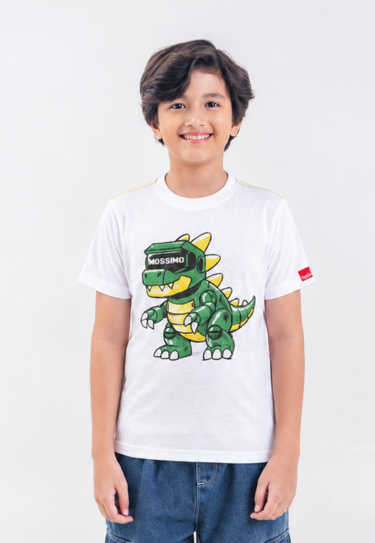 Mossimo Kids Boys' White Dino Sketch Embossed Logo Tshirt
