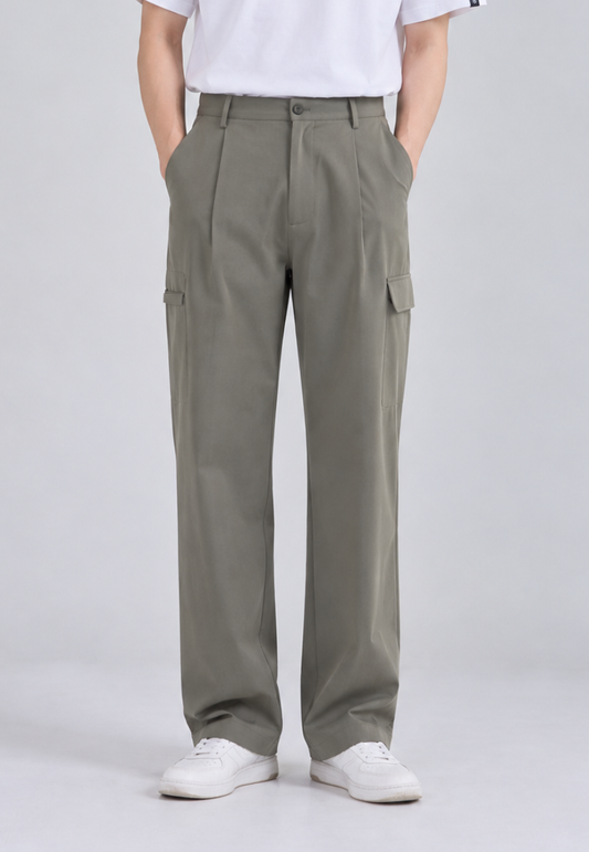 Mossimo Harvey Olive Straight Fit Flap Trousers Pants For Men
