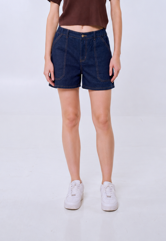 Mossimo Women's Med Blue Mid Waist Contrast Shorts