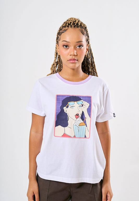 Mossimo Fatima White Ringer Classic Fit Tee