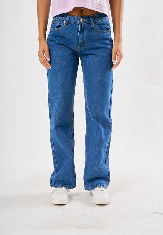 Mossimo Cath Medium Blue Five Pocket Straight Mid Jeans