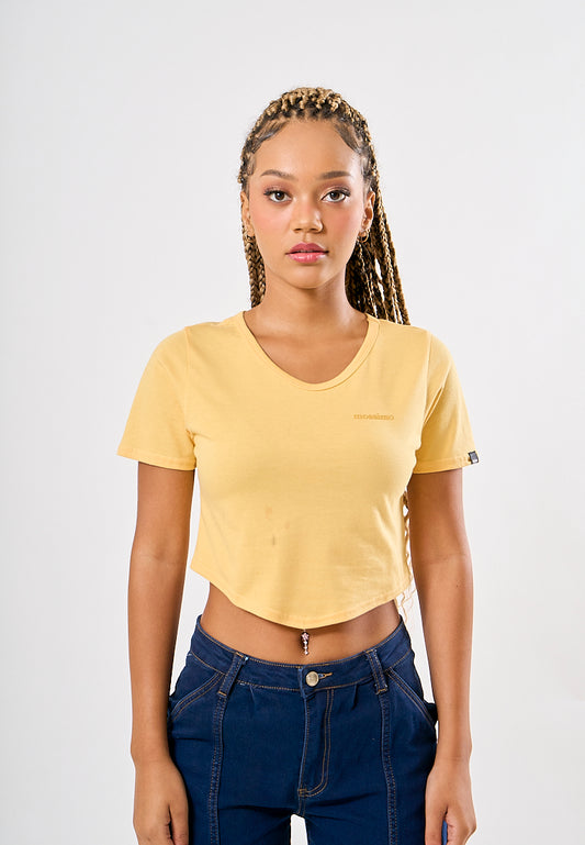 Mossimo Jewel Light Yellow Retro Cropped Fit Tee