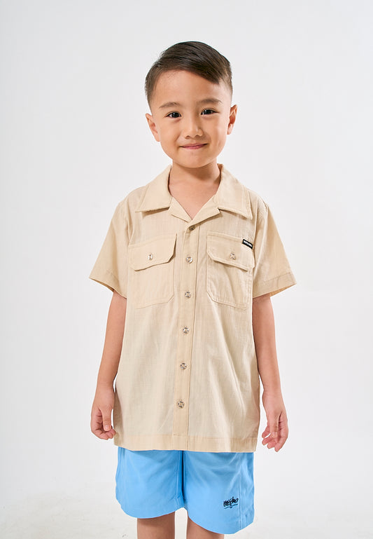 Mossimo Kids Fitz Light Beige Short Sleeve Top with Embroidery