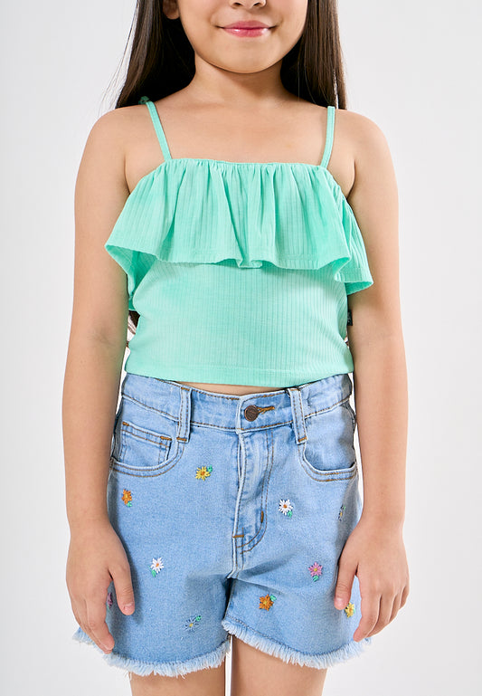 Mossimo Kids Brenda Paradise Green Ruffled Top
