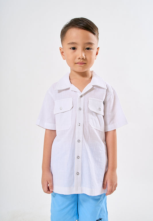 Mossimo Kids Fitz White Short Sleeve Top with Embroidery