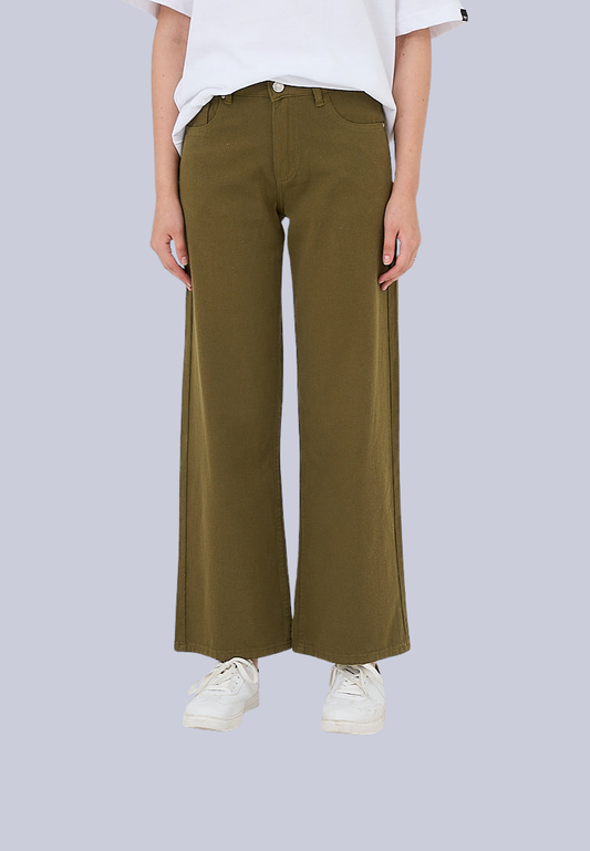 Mossimo Vivien Olive Green Five Pocket Wide Leg Mid Pants