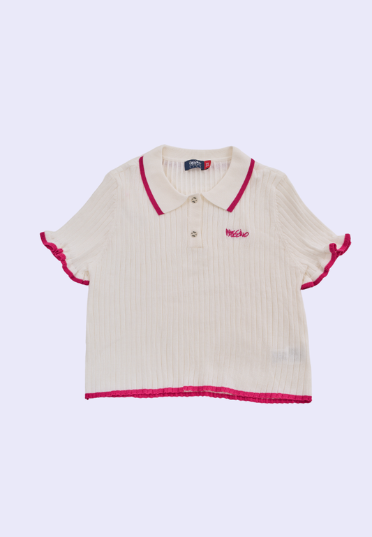 Mossimo Kids White Knit Collared Top For Girls