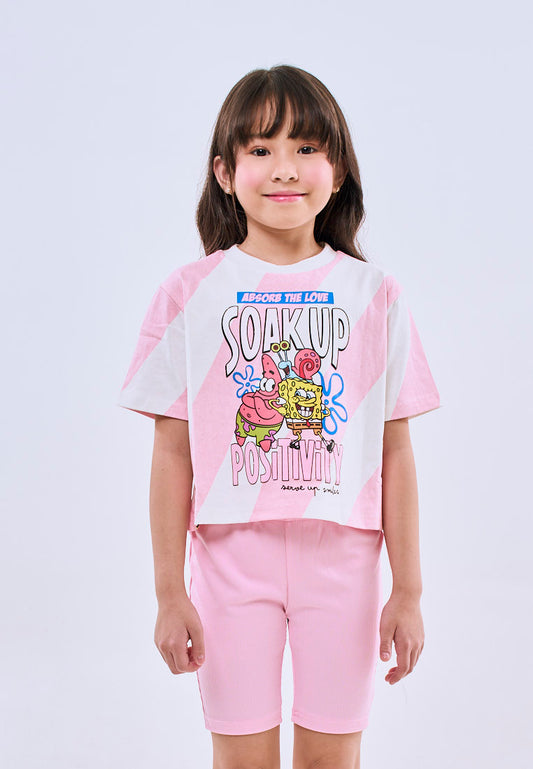 Mossimo Kids Spongebob Beige Pink Top & Leggings Set