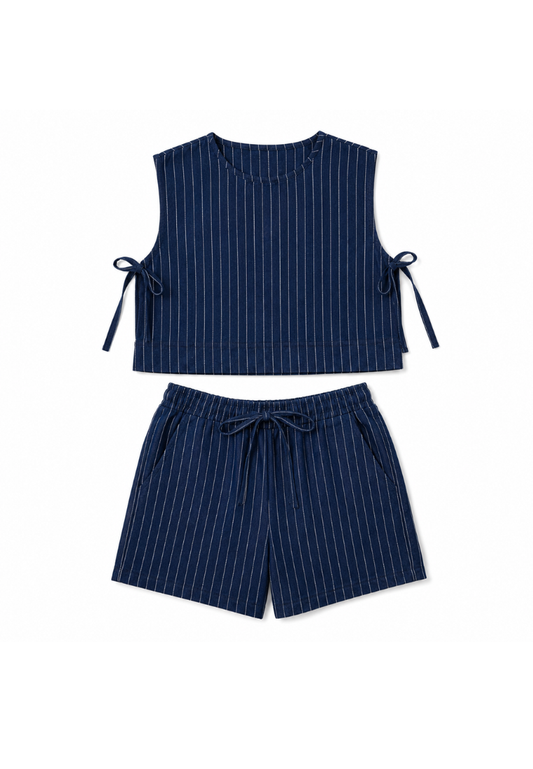 Mossimo Kids Med Blue Striped Denim Top & Shorts Set - For Girls, For Kids