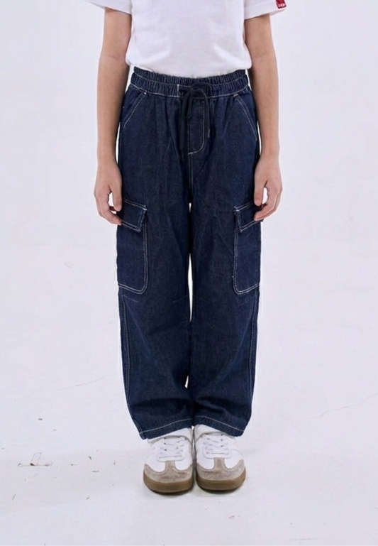 Mossimo Kids Raphael Dark Blue Loose Fit Cargo Jeans For Boys