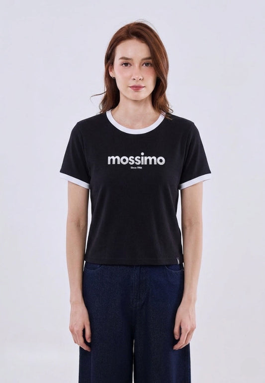 Mossimo Cleo Black Ringer Classic Cropped Fit Tee For Women