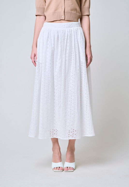 Mossimo Lana White Eyelet Midi Skirt