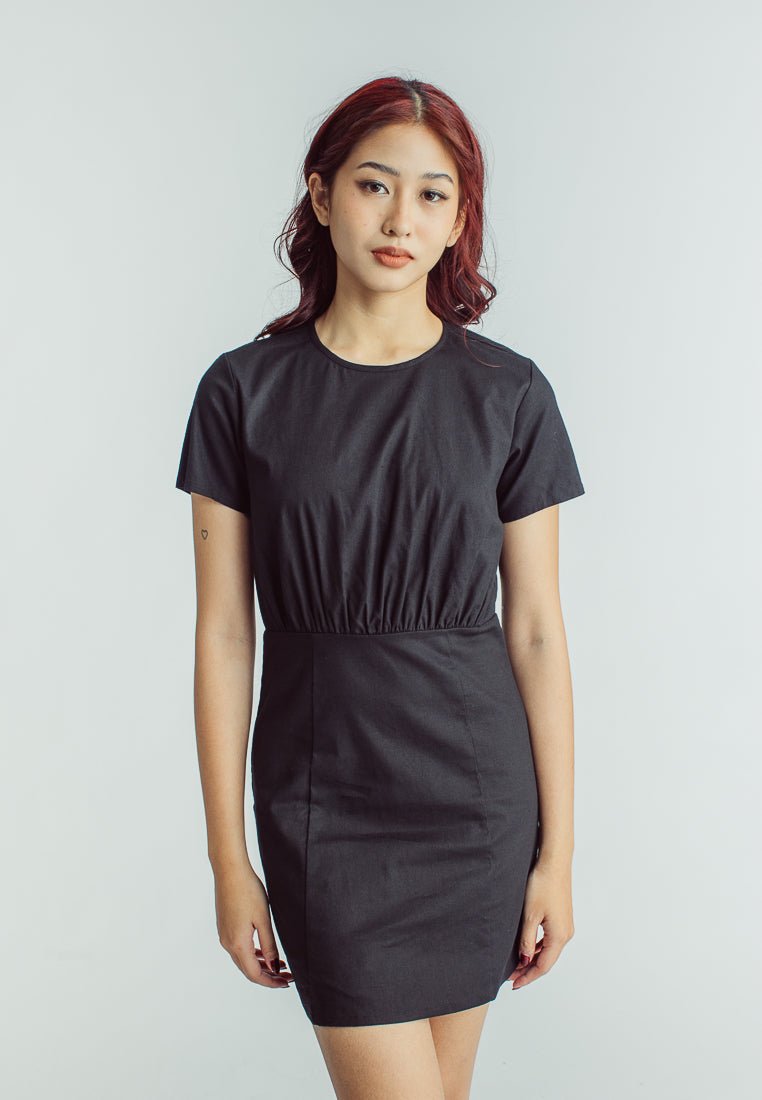 Brittany Black Mini Dress with Front Shirring Detail - Mossimo PH