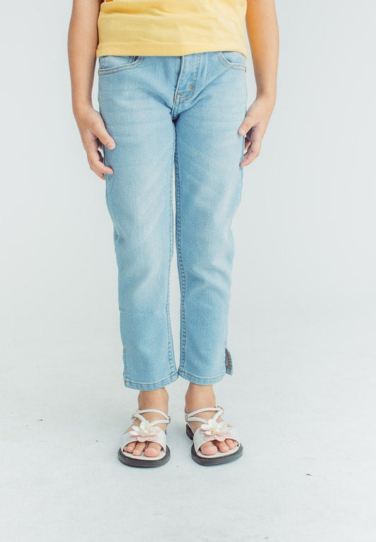 Mossimo Girls Light Blue Cropped Slim Jeans with Side Slit Kids - Mossimo PH