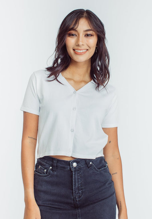 Mossimo Gretchen White Crop Knit Buttondown - Mossimo PH