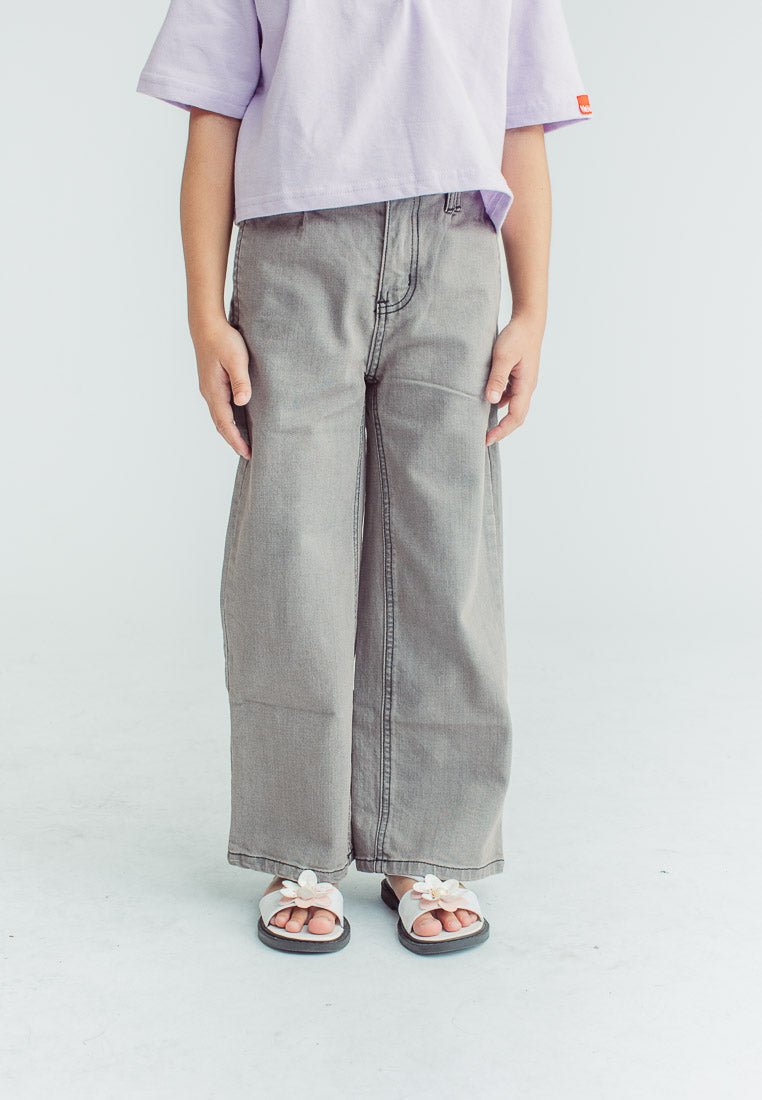 Wide Leg Jeans - Gray - Kids