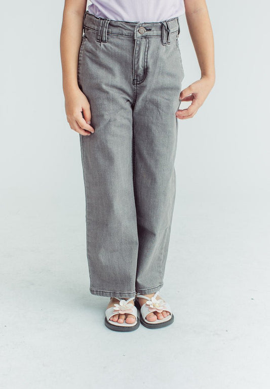 Mossimo Kids Girls Via Dark Gray Wide Leg High Waist Jeans - Mossimo PH