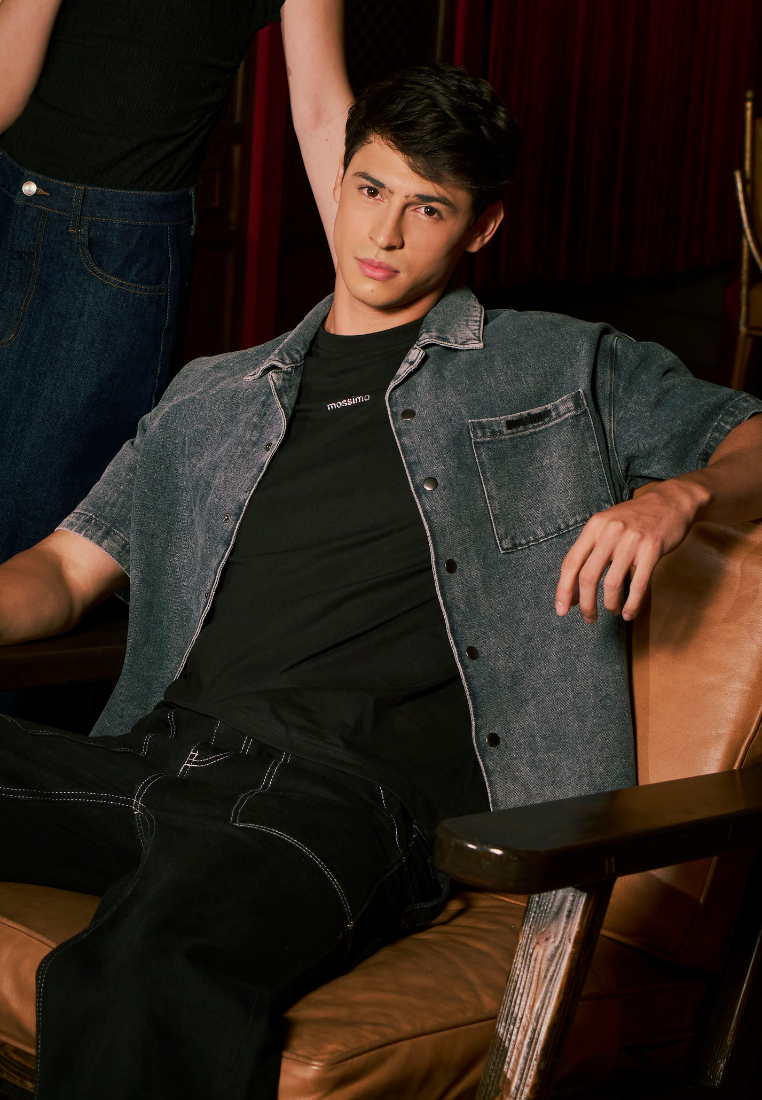 Mossimo Steve Gray Boxy Woven Short Sleeves