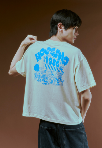 Mossimo Schnozy Off White Basic Round Neck Cropped Fit Tee Unisex
