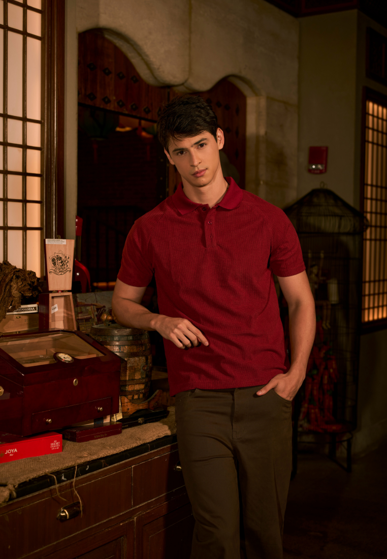 Mossimo Eric Maroon Raglan Classic Polo Shirt