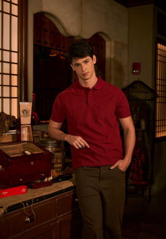 Mossimo Eric Maroon Raglan Classic Polo Shirt