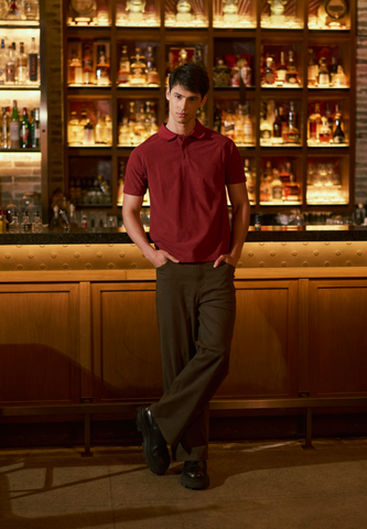 Mossimo Eric Maroon Raglan Classic Polo Shirt