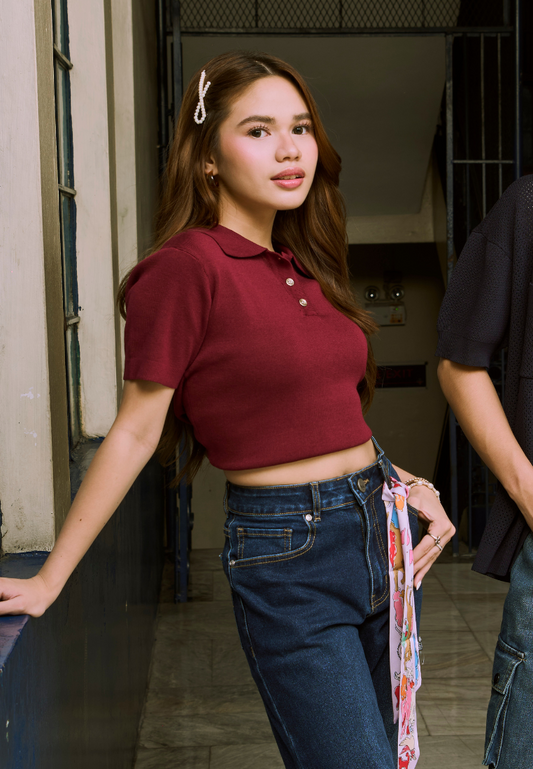 Mossimo Dakota Maroon Knits Cropped Top