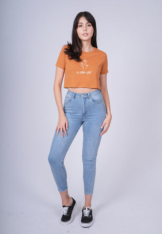 Mossimo Alora Cashew Brown Super Cropped Fit Tee