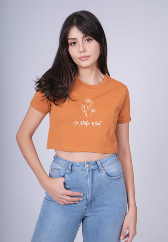 Mossimo Alora Cashew Brown Super Cropped Fit Tee