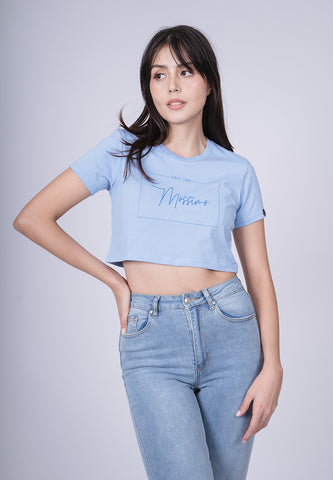 Mossimo Crissy Placid Blue Vintage Cropped Fit Tee
