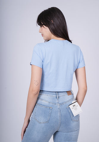 Mossimo Crissy Placid Blue Vintage Cropped Fit Tee