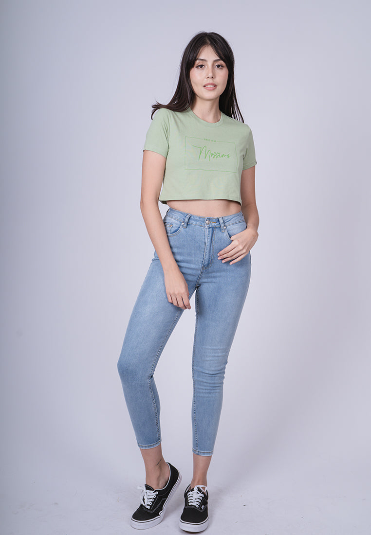 Mossimo Crissy Sage Green Vintage Cropped Fit Tee