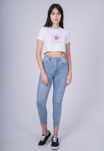 Mossimo Pamela White Vintage Cropped Fit Tee