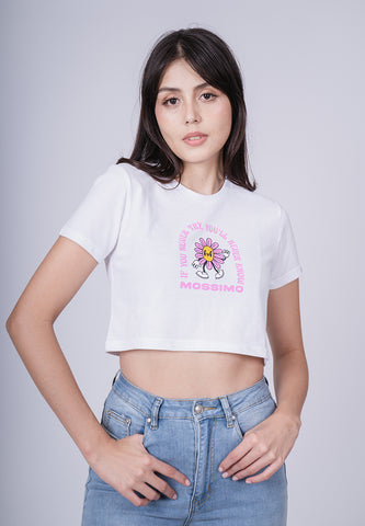 Mossimo Pamela White Vintage Cropped Fit Tee