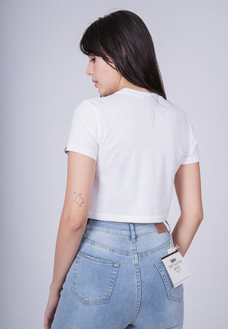 Mossimo Pamela White Vintage Cropped Fit Tee