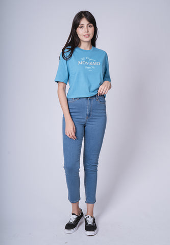 Mossimo Coreen Blue Moon Modern Cropped Fit Tee
