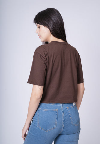 Mossimo Coreen Choco Brown Modern Cropped Fit Tee