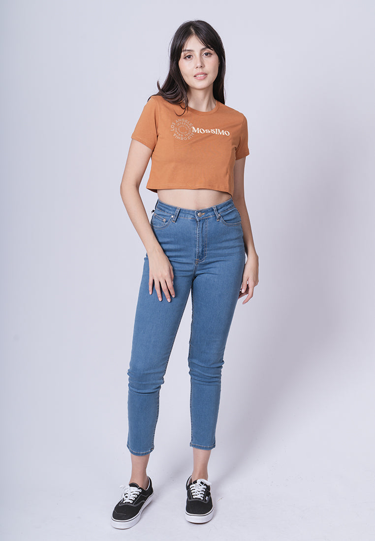 Mossimo Eloise Cashew Brown Vintage Cropped Fit Tee