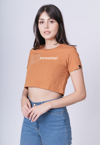 Mossimo Eloise Cashew Brown Vintage Cropped Fit Tee