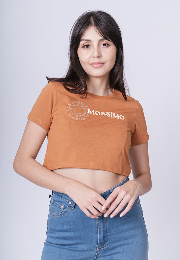 Mossimo Eloise Cashew Brown Vintage Cropped Fit Tee