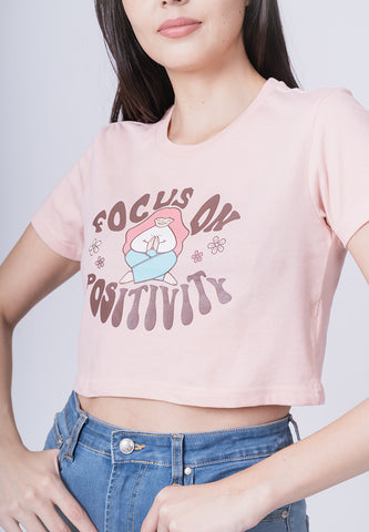 Mossimo Eliana Light Pink Vintage Cropped Fit Tee