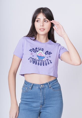 Mossimo Eliana Violet Tulip Vintage Cropped Fit Tee