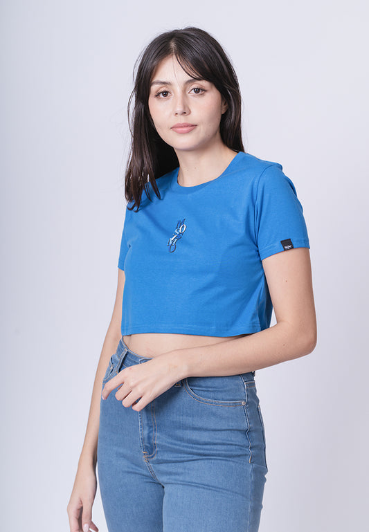 Mossimo Suzanne Blue Super Cropped Fit Tee