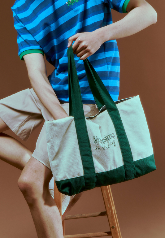 Mossimo Schnozy Off White Canvas & Corduroy Tote Bag