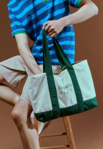 Mossimo Schnozy Off White Canvas & Corduroy Tote Bag