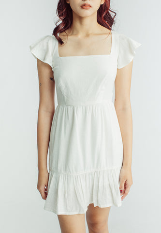 Mossimo Clara White Tiered Dress with Flounce Sleeves